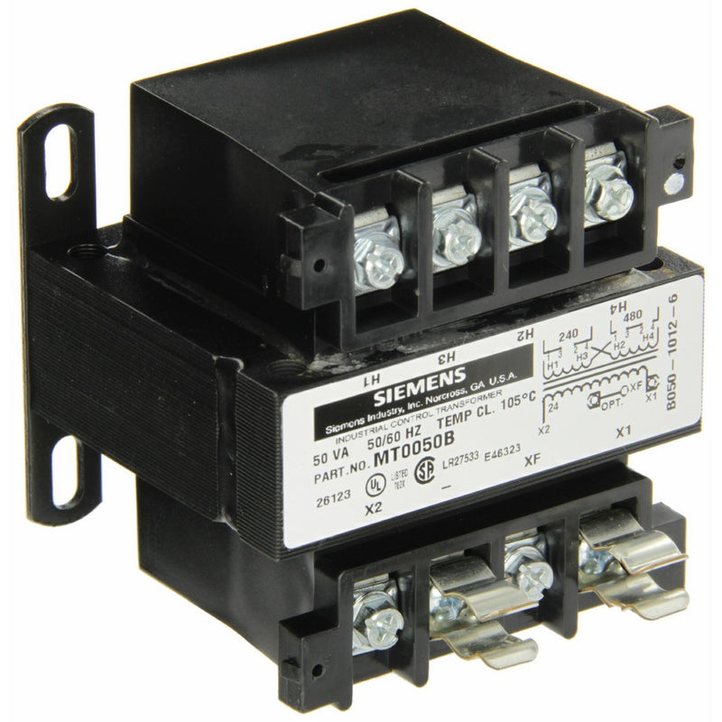 Siemens MT0050B Industrial Power Transformer, Domestic, 240 X 480 Primary Volts 50/60Hz, 24 Secondary Volts, 50VA Rating
