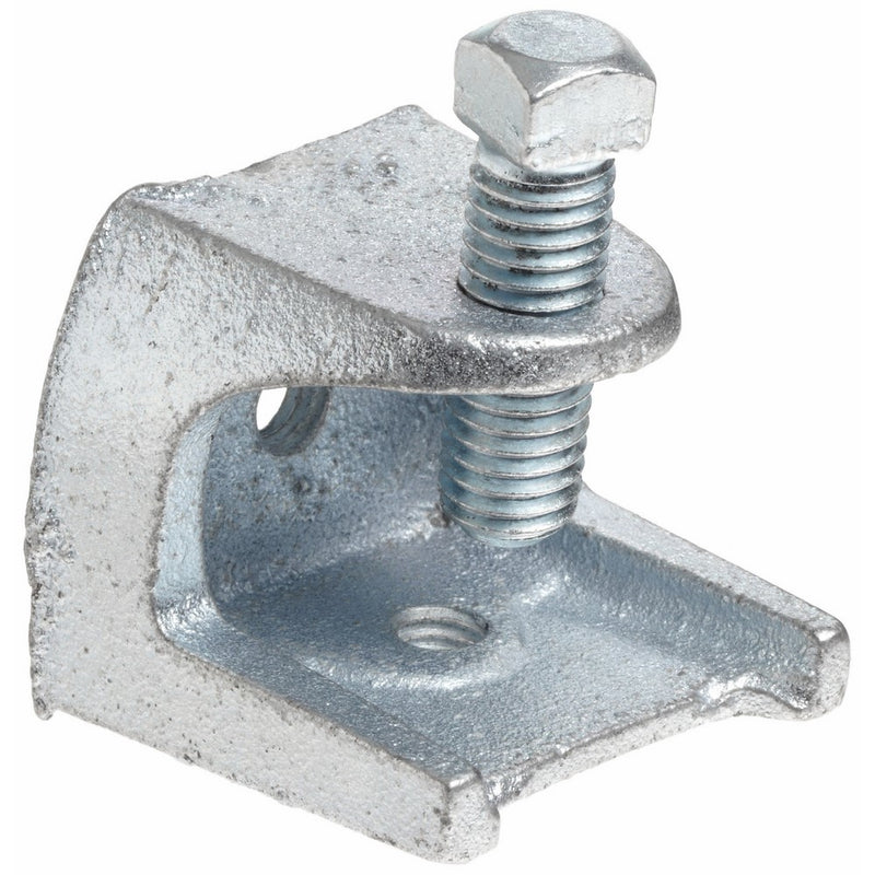 Morris Products 17474 Support Beam Clamp, Mallable, Iron, 3/8"-16 Rod Size, 1/2"-13 Set Screw Size, 525 lbs Max Load