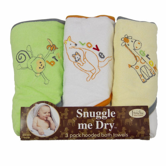 Wild Animal Hooded Bath Towel Set, 3 Pack, Frenchie Mini Couture (yellow)