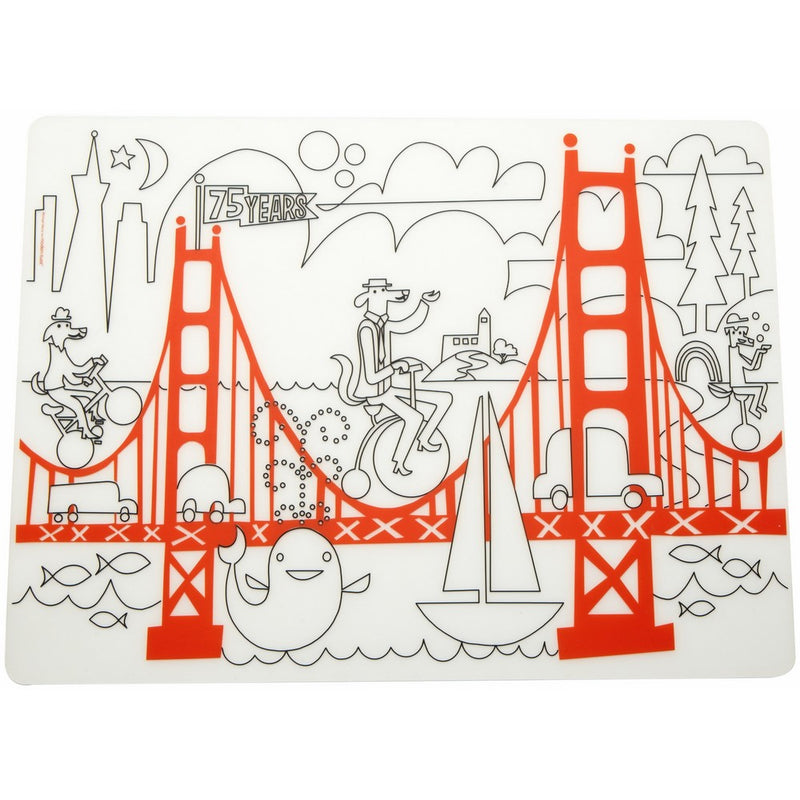 Modern-Twist Kids, 100% Pure Silicone Mark-Mat Coloring Placemat, Fun on the Golden Gate