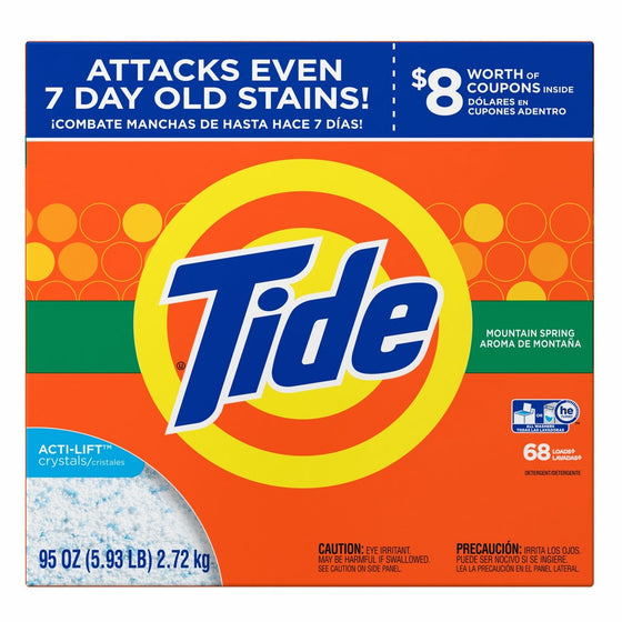 Tide Mountain Spring HE Turbo Powder Laundry Detergent, 68 Loads 95 Ounce