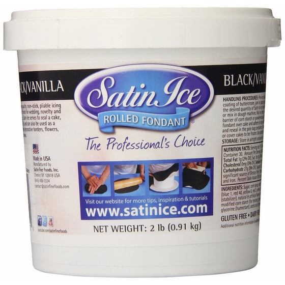 SATIN FINE FOODS Black Fondant Pail, Black/Vanilla, 2 Pound