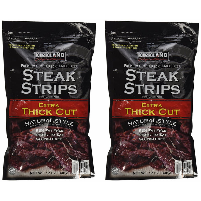 Kirkland Signature Premium Beef Steak Strips Jerky 12 Oz (2PAK)