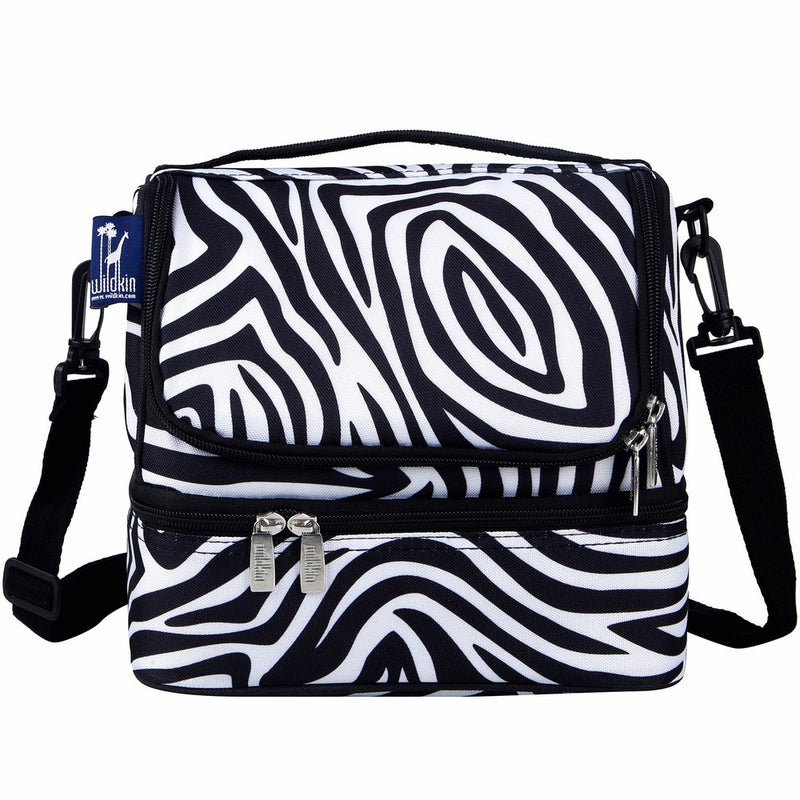 Wildkin Two Compartment Lunch Bag, Insulated, Moisture Resistant and Easy to Clean, Complete with a Microwave and Dishwasher-Safe Container, Ages 5, Perfect for Kids & On-The-Go Parents, Zebra