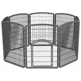 IRIS Exercise 8 Panel Pen Panel Pet Playpen with Door - 34 Inch, Gray
