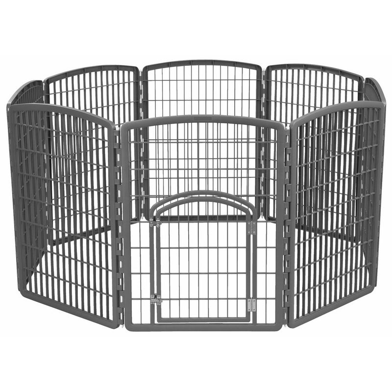 IRIS Exercise 8 Panel Pen Panel Pet Playpen with Door - 34 Inch, Gray