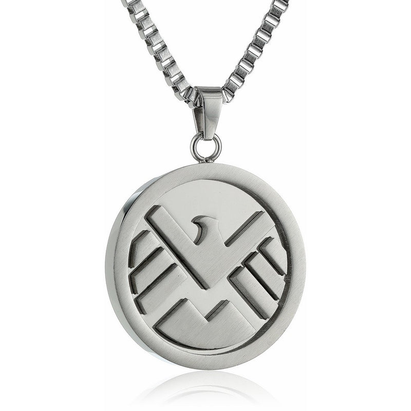 Marvel Comics Unisex Shield Logo Stainless Steel Chain Pendant Necklace, 24"