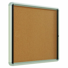 Quartet Enclosed Cork Bulletin Board, 30" x 27" or 6 Sheets, Swing Door, Aluminum Frame (EIHC2730)