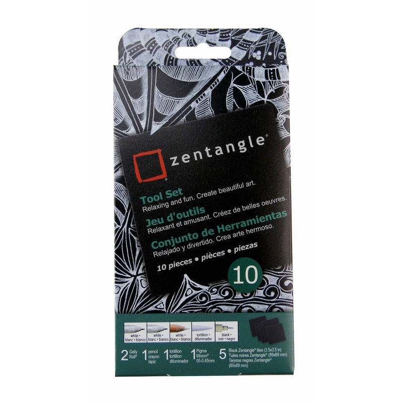 Sakura 50111 Zentangle 10 Pc Set w/3.5" Black Tiles