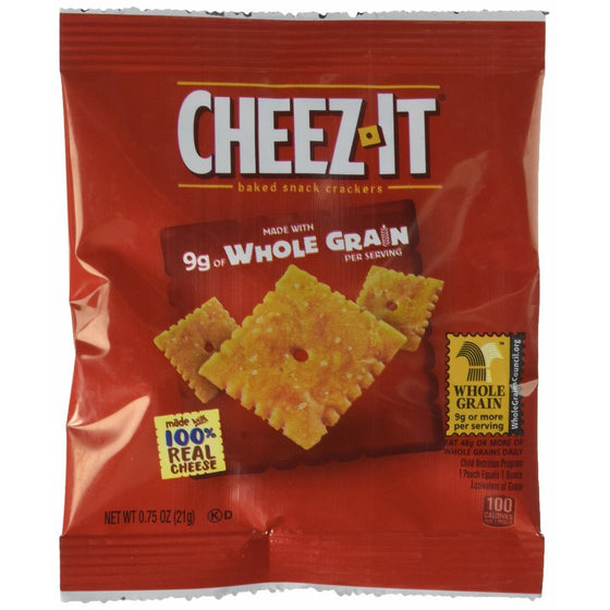 Cheez-It Original Baked Snack Cheese Crackers, 0.75 Ounce Snack Packs, 175 Count