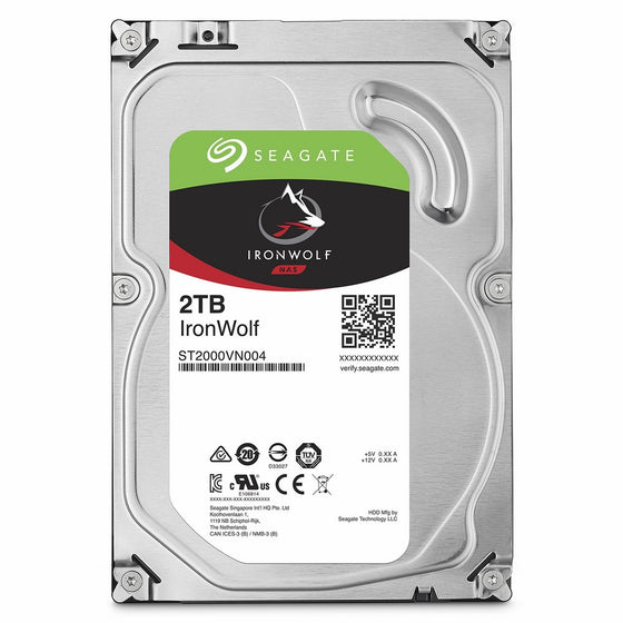 Seagate 2TB IronWolf NAS SATA 6Gb/s NCQ 64MB Cache 3.5-Inch Internal Hard Drive (ST2000VN004)