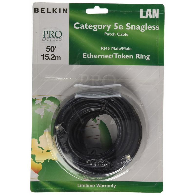 Belkin 50-Foot RJ45 CAT5E Patch Cable, Snagless Molded (Black)