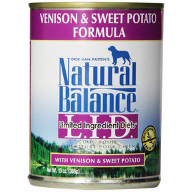 Natural Balance L.I.D. Limited Ingredient Diets Canned Wet Dog Food, Grain Free, Venison and Sweet Potato Formula, 13-Ounce (Pack of 12)