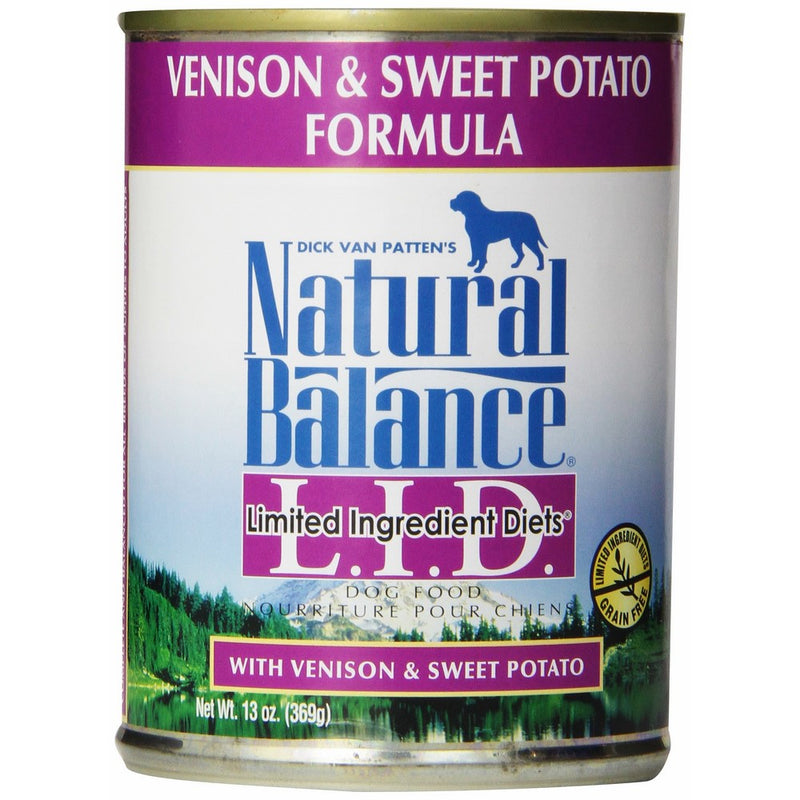 Natural Balance L.I.D. Limited Ingredient Diets Canned Wet Dog Food, Grain Free, Venison and Sweet Potato Formula, 13-Ounce (Pack of 12)