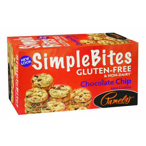 Pamela's Products Gluten Free Simplebites Mini Cookies, Chocolate Chip, 7 Ounce (Pack of 6)