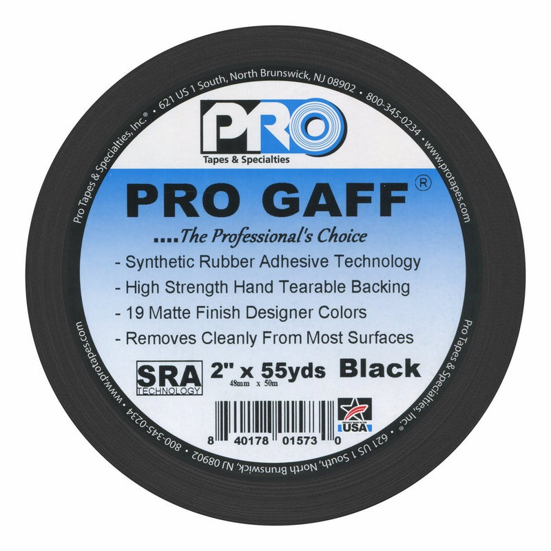 Pro Gaffer Gaffers Tape, 2 in x 55 yd, Black