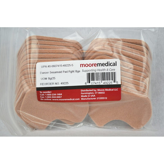 Moore Medical Dancer Sesamoid Pad Right Beige - Bag of 25