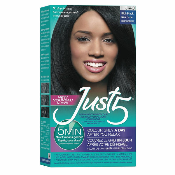 Just 5 Women's 5 Minute Permanent Hair Color, Rich Black