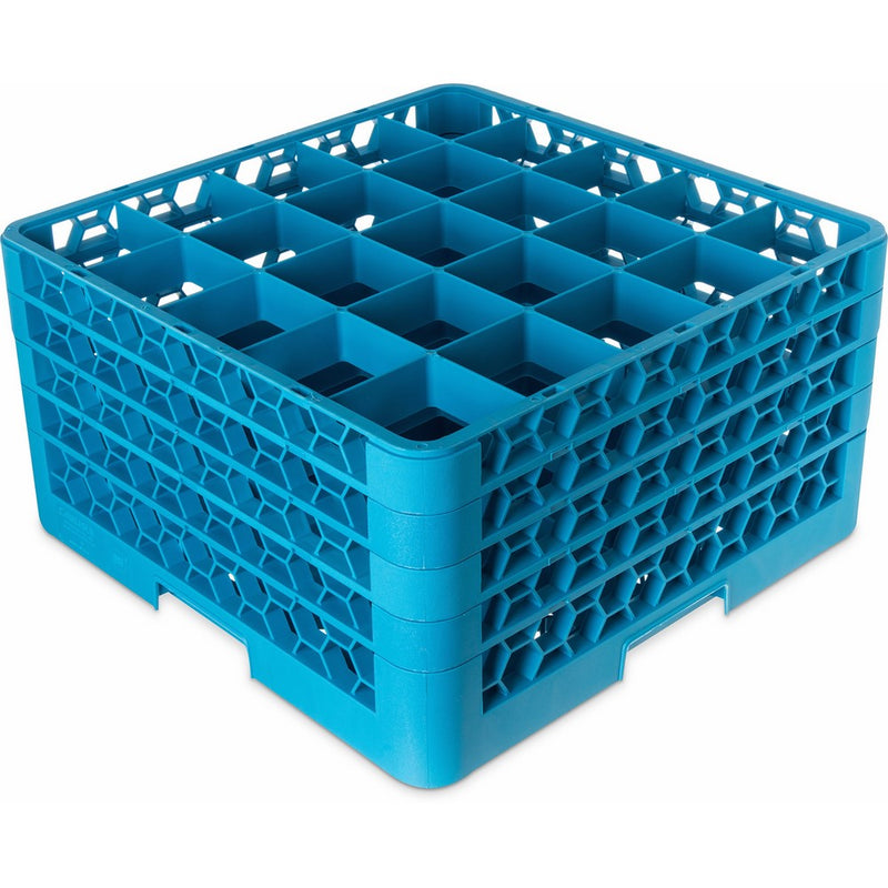 Carlisle RG9-314 OptiClean 9-Compartment Glass Rack w/ 3 Extenders, Polypropylene, 20.88" Length, 20.88" Width, 8.72" Height, Blue