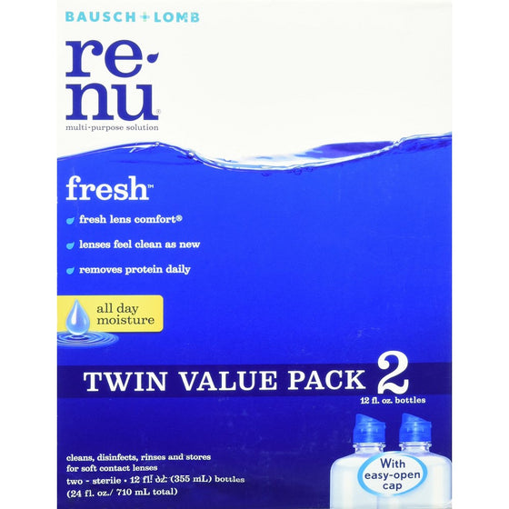 Bausch Lomb ReNu Fresh All Day Moisture Multi-Purpose Eye Contact Lens Solution 12 Fluid Ounces (Pack of 2)