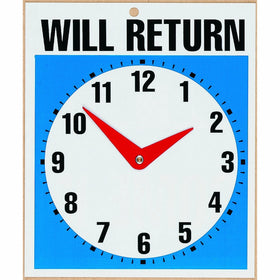 Headline Sign 9382 Double-Sided Open/Will Return Sign with Clock Hands, 7.5 Inches by 9 Inches