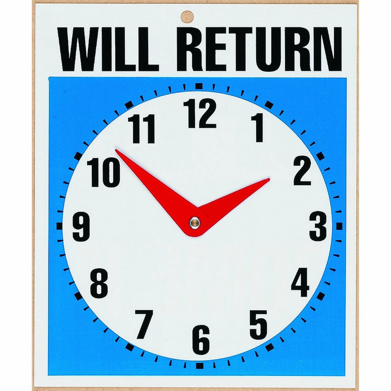 Headline Sign 9382 Double-Sided Open/Will Return Sign with Clock Hands, 7.5 Inches by 9 Inches