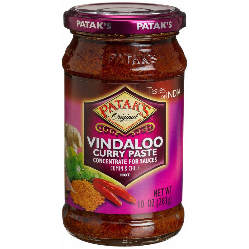 Patak's Vindaloo Curry Paste, Hot, 10-Ounce Glass Jars (Pack of 6)