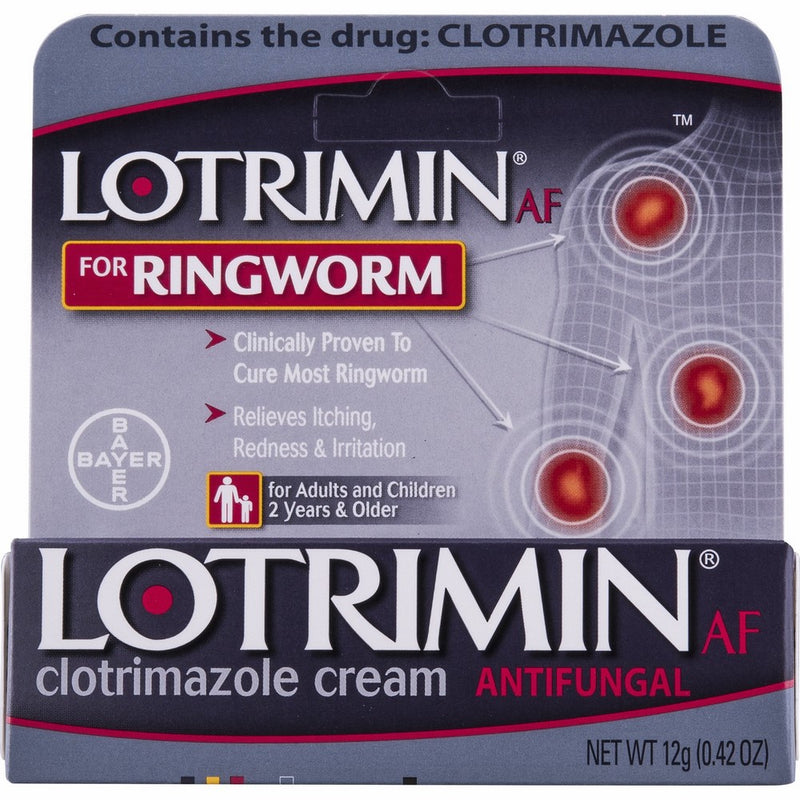 Lotrimin AF Ringworm Cream, Clotrimazole 1%, Clinically Proven Effective Antifungal Treatment of Most Ringworm, For Adults and Kids Over 2 years, Cream.42 Ounce (12 Grams)