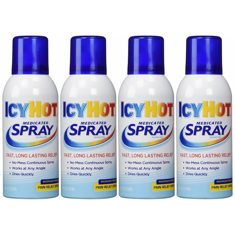 Icy Hot Medicated Spray, 3.7-Ounce Aerosol (Pack of 4)