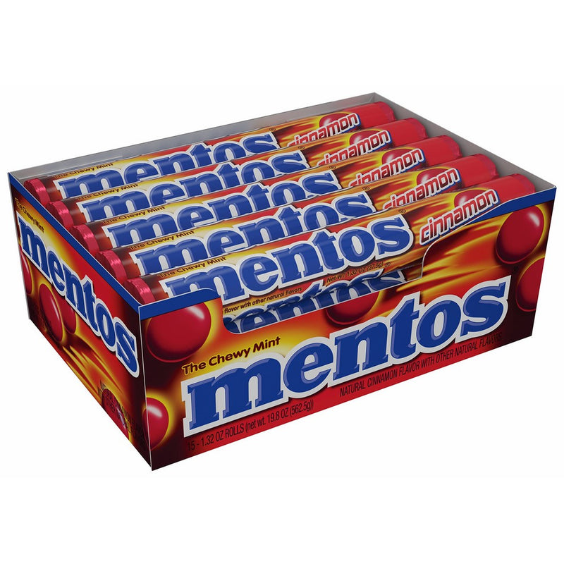 Mentos Chewy Mint Candy Roll, Cinnamon, Non Melting, 1.32 ounce/14 Pieces (Pack of 15)