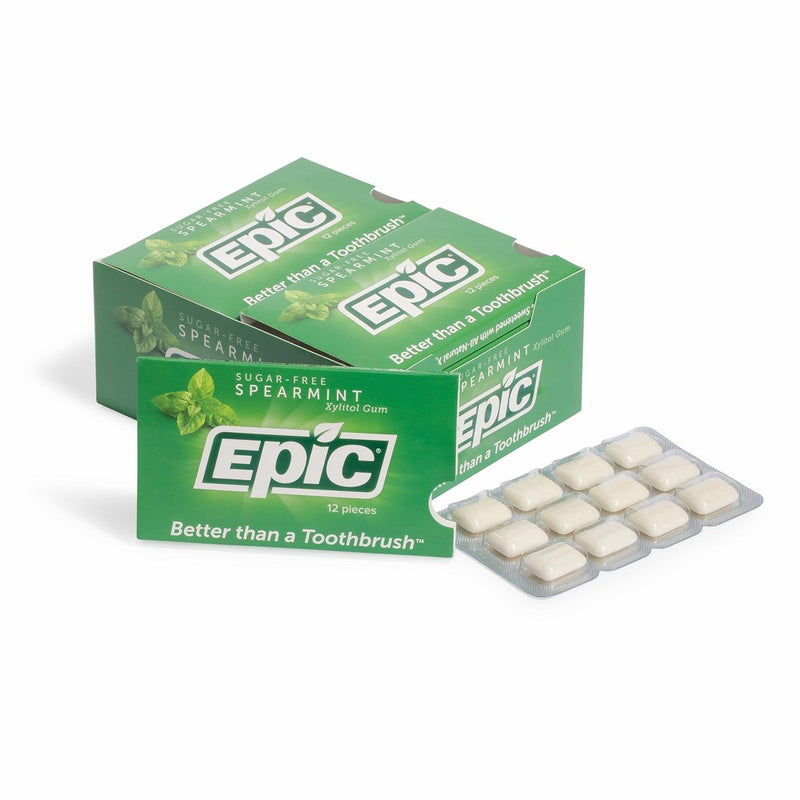 Epic Dental 100% Xylitol Sweetened Gum, Spearmint, 12 Count(Pack of 12)