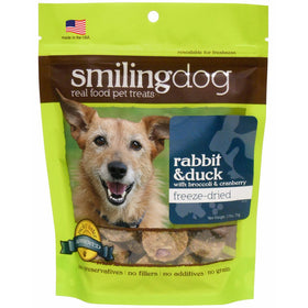 Herbsmith Smiling Dog Treats – Freeze Dried Raw Rabbit & Duck, Broccoli & Cranberries – That's 100% it – Gluten Grain Free – Made in USA – 2.5 Ounce