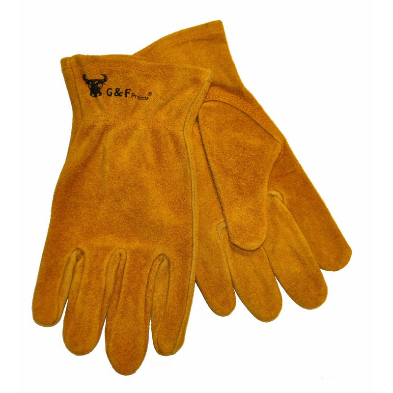 G & F 5013L JustForKids Kids Genuine Leather Work Gloves, Kids Garden Gloves, 7-9 Years Old