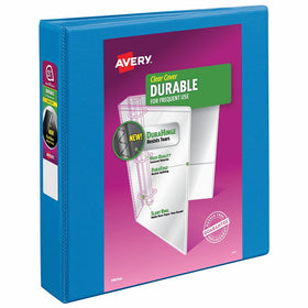 Avery Durable View Binder, 1-1/2" Slant Rings, 375-Sheet Capacity, DuraHinge, Blue (17834)