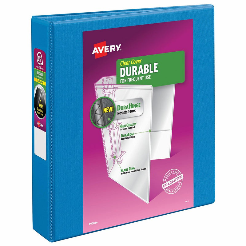 Avery Durable View Binder, 1-1/2" Slant Rings, 375-Sheet Capacity, DuraHinge, Blue (17834)