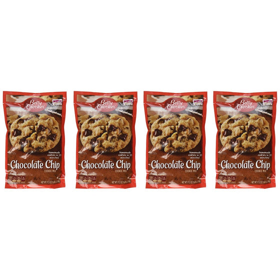 Betty Crocker, Cookie Mix, Chocolate Chip, 17.5oz Pouch (Pack of 4)