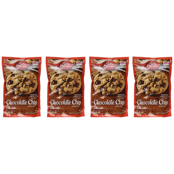 Betty Crocker, Cookie Mix, Chocolate Chip, 17.5oz Pouch (Pack of 4)