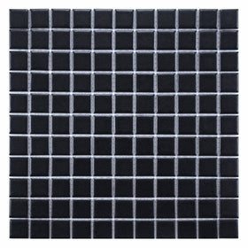SomerTile FXLMS1BK Retro Square Porcelain Floor and Wall Tile, 11.75" x 11.75", Matte Black