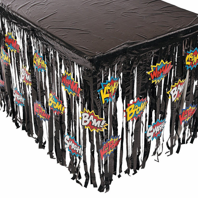 Fun Express Foil Superhero Table Skirt with Cutouts