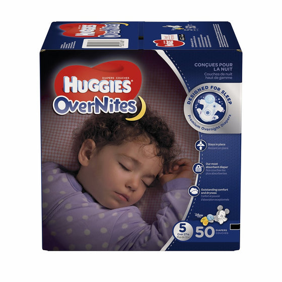 HUGGIES OverNites Diapers, Size 5, 50 ct, BIG PACK Overnight Diapers (Packaging May Vary)