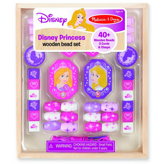 Melissa & Doug Disney Princess Wooden Bead Set With 40 Beads for Jewelry-Making