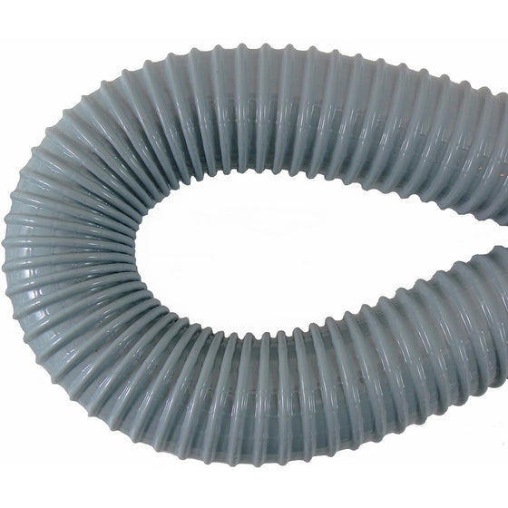 FLEX TUBE: 24" (2 foot) Flexible Tube/Hose/Pipe (for 2" vacuum pipe) for Central Vacuum System dust pan installation (and more), Gray, Vinyl over steel wire interwoven with Nylon Cord