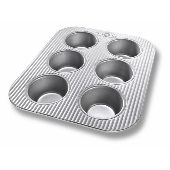 USA Pan Bakeware Toaster Oven Muffin Pan, 6 Well, Nonstick & Quick Release Coating, Made in the USA from Aluminized Steel