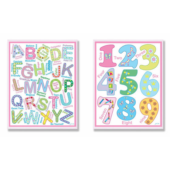 The Kids Room by Stupell 2 Piece Letters and Numbers Wall Plaque Set, Bright Colors