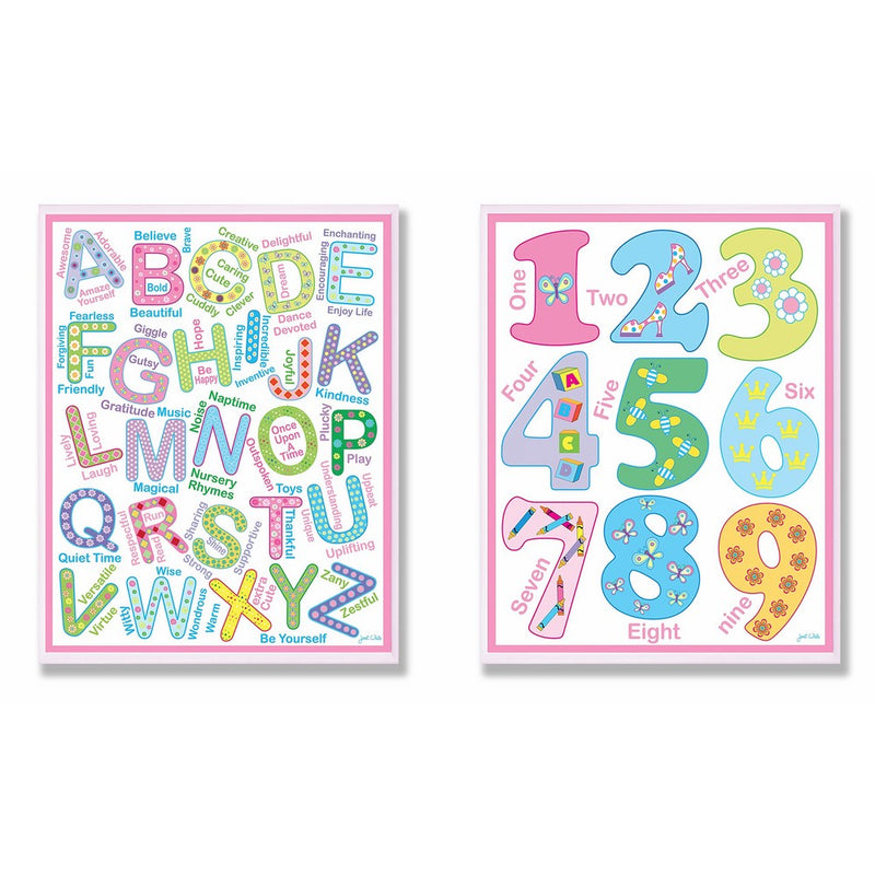 The Kids Room by Stupell 2 Piece Letters and Numbers Wall Plaque Set, Bright Colors