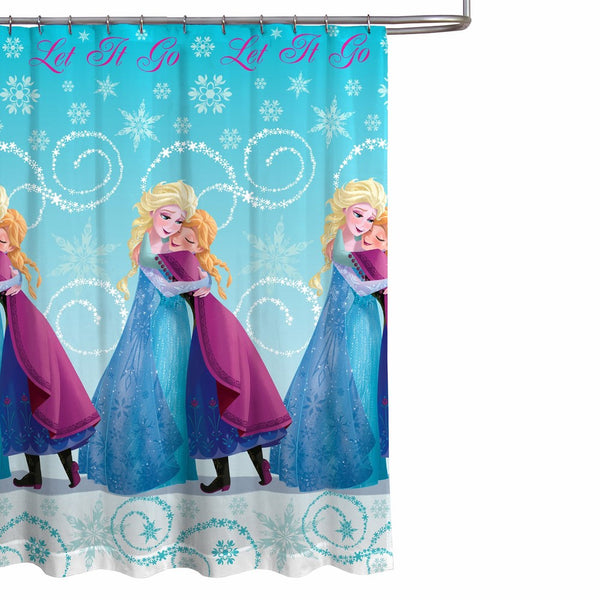 Disney Frozen 70" x 72"Blue PEVA Shower Curtain with Princess Ana & Princess Elsa