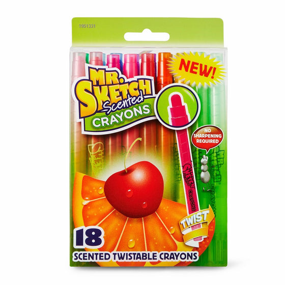 Mr. Sketch 1951331 Scented Twistable Crayons, Assorted Colors, 18-Count