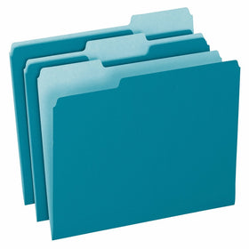 Pendaflex 15213TEA Colored File Folders, 1/3 Cut Top Tab, Letter, Teal/Light Teal (Box of 100)
