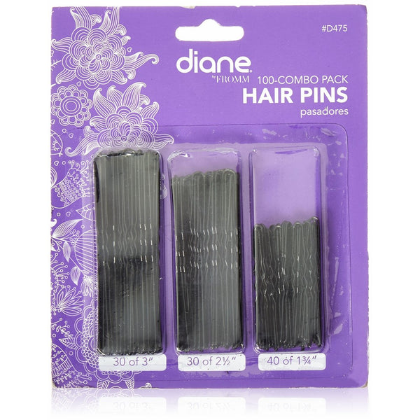 Diane Hair Pins Assorted Size, Black, 100/card