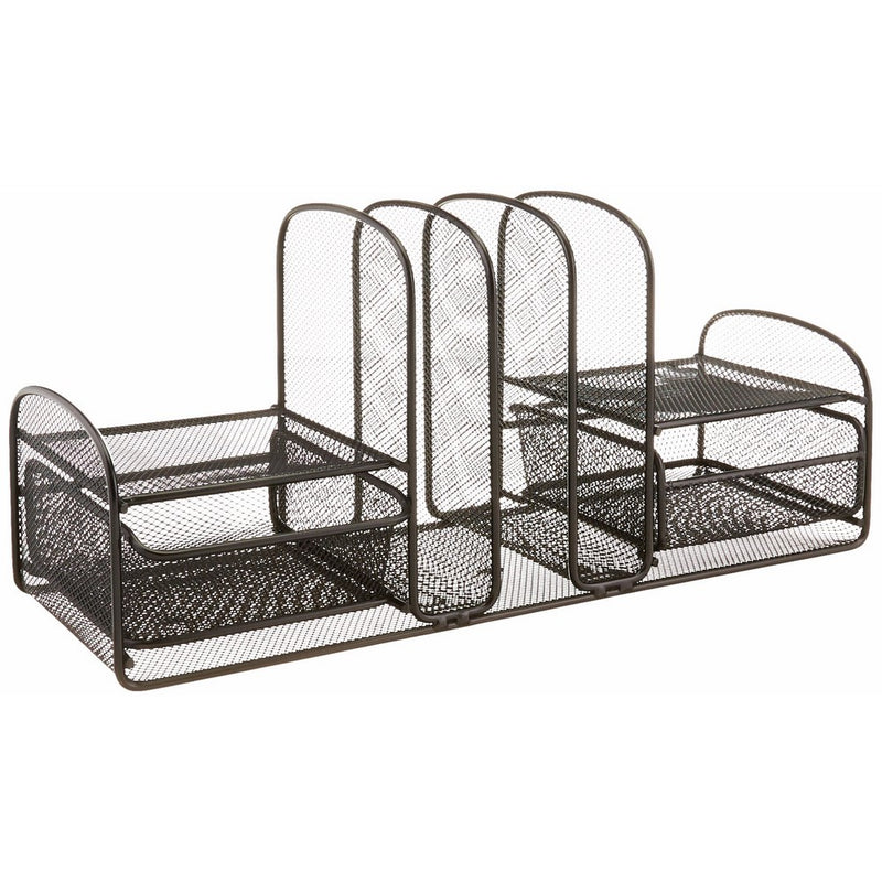 Safco Products 3263BL Onyx Mesh Desktop Organizer with 3 Vertical Sections/2 Baskets, Black